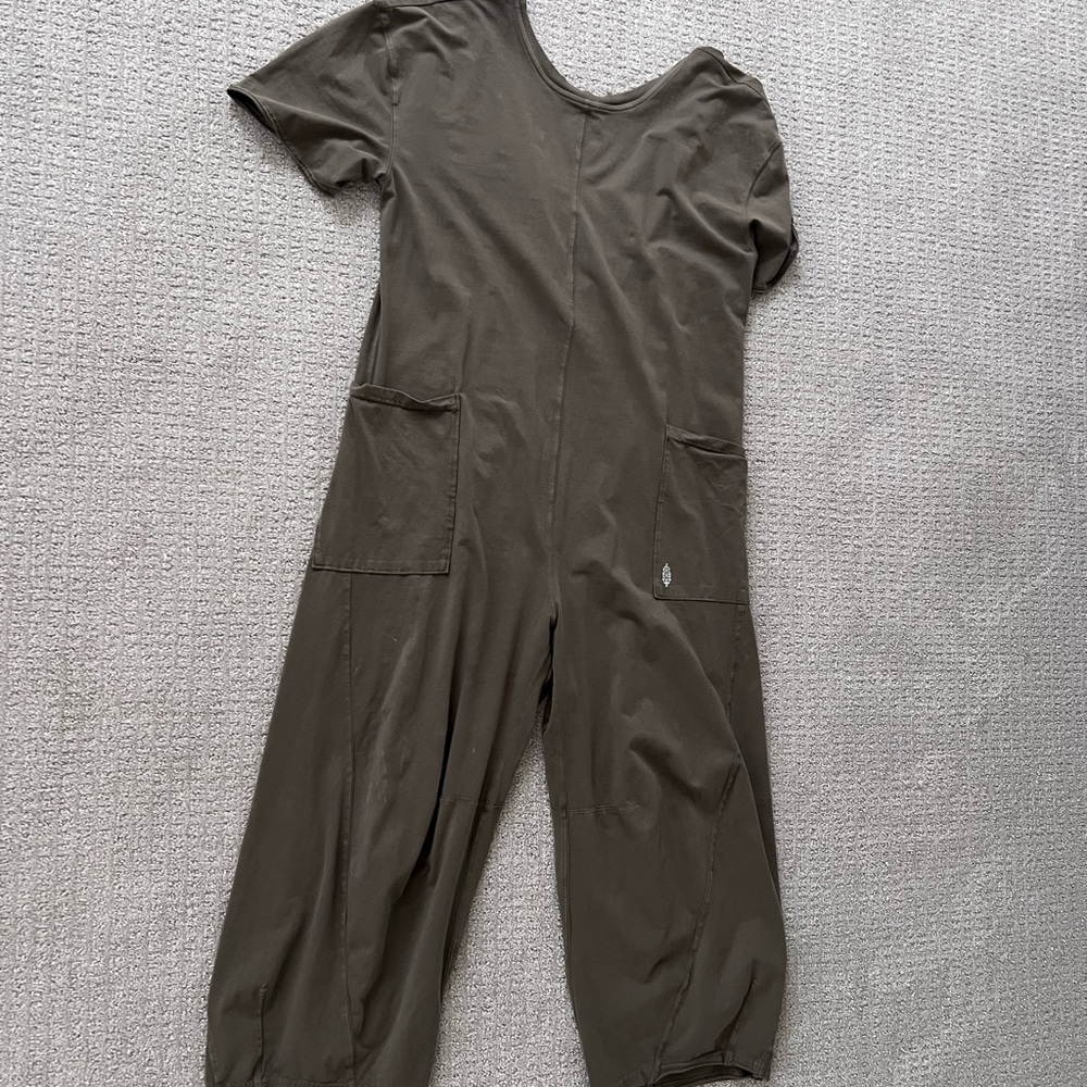 FP Movement by Free People Olive Green Short Sleeve Jumpsuit